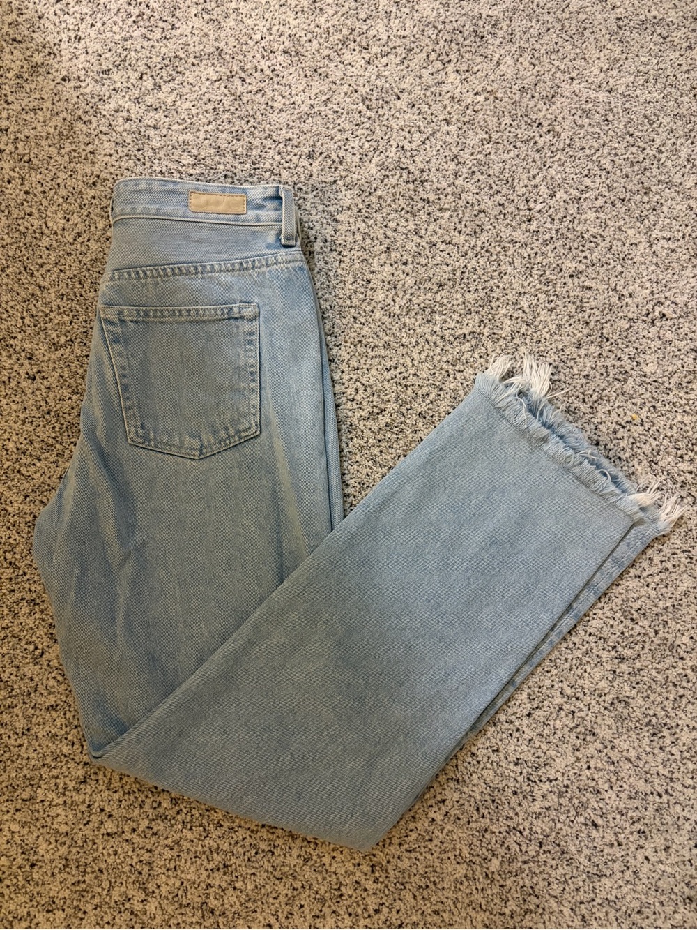 AG Adriano Goldschmied Light Wash Straight-Leg Jeans with Frayed Hem